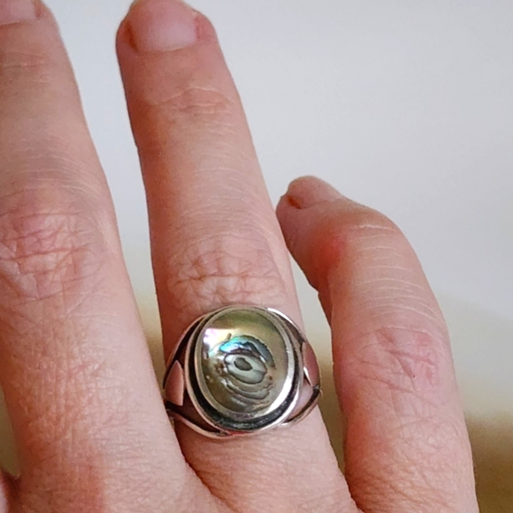 Sterling Silver Abalone Sterling Silver Artisan Ring | Size 7